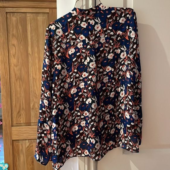 10 Crosby Derek Lam Floral Blouse - Blue and Red - Picture 8 of 11